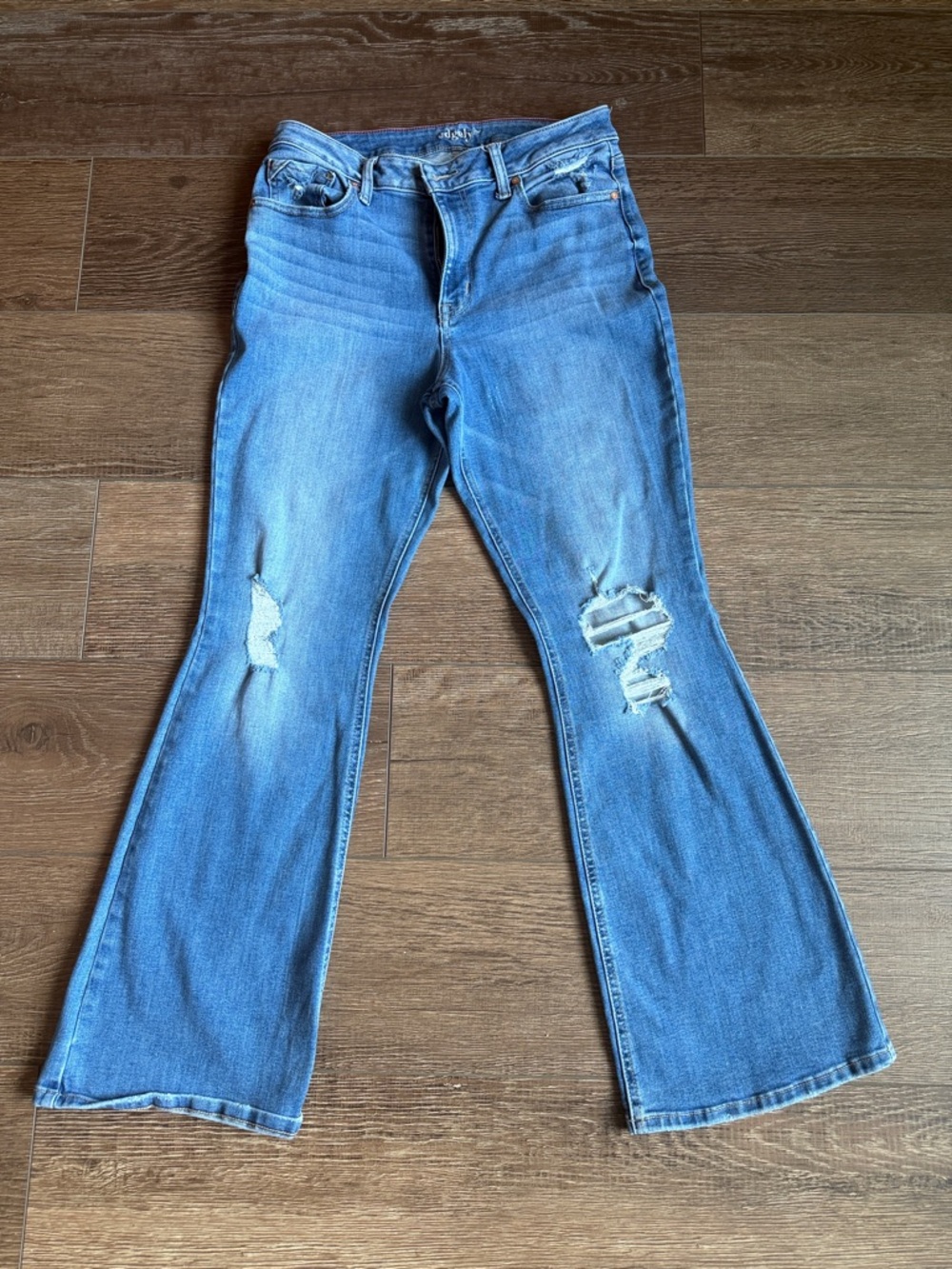 Maurices Edgely Light Blue Distressed Flare Jeans